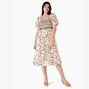 Kate Spade New York Lily Blooms Smocked Midi Dress